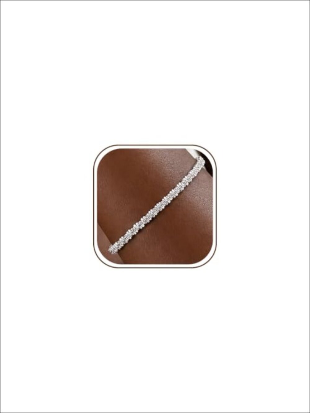 925 Sterling Silver Chain Bracelet Sparkly Link 3MM Women